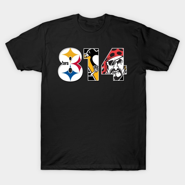 Legendary Sports Teams Of Pittsburgh - Area Code - 814 T-Shirt by The Badin Boomer